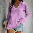 thumbnail image 2 of LYXSSBYX Long Sleeve Shirts for Women Fashion Women's Casual Long Sleeve V-Neck Solid Ladies Tops Blouse, 2 of 4