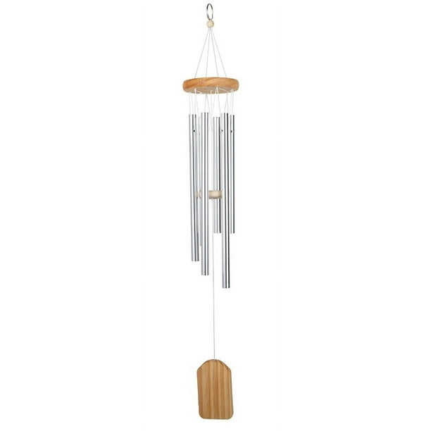 Carillón de viento al aire libre, campanas de viento, 6 tubos de metal, carillón de viento para jardín, patio, patio, decoración del hogar y regalo, color plateado (carillón de viento blanco