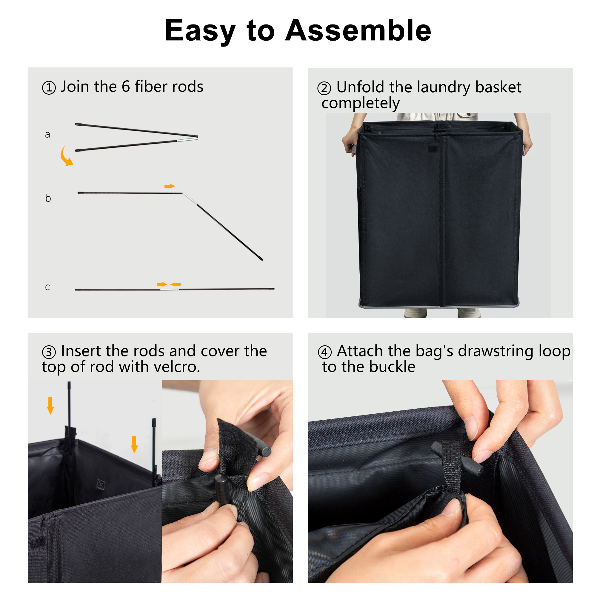 BGTREND Double Laundry Hamper with Lid, 155L Black photo 2