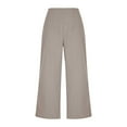 thumbnail image 5 of Wide Leg Suit Pants for Women High Waist Casual Relaxed Fit Side Zipped Business Dress Solid Color Trousers (XL, Khaki), 5 of 6