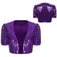 thumbnail image 5 of vastwit Women's Shiny Sequin Bolero Shrug Tops Short Sleeve Open Front Cropped Jacket Purple XXL, 5 of 6