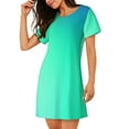 thumbnail image 2 of Pofeuu blue green colors Print Women's Loose Fit Short Sleeve Nightgown, Comfortable Sleep Dress for Women, Casual Lounge Sleepwear, Soft Cotton Sleep Dress, 2 of 6