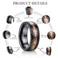 thumbnail image 5 of 8mm Black Tungsten Ring for Men Women Inlaid Two Barrel Wood and Antler Hammer Edge Band, 5 of 5
