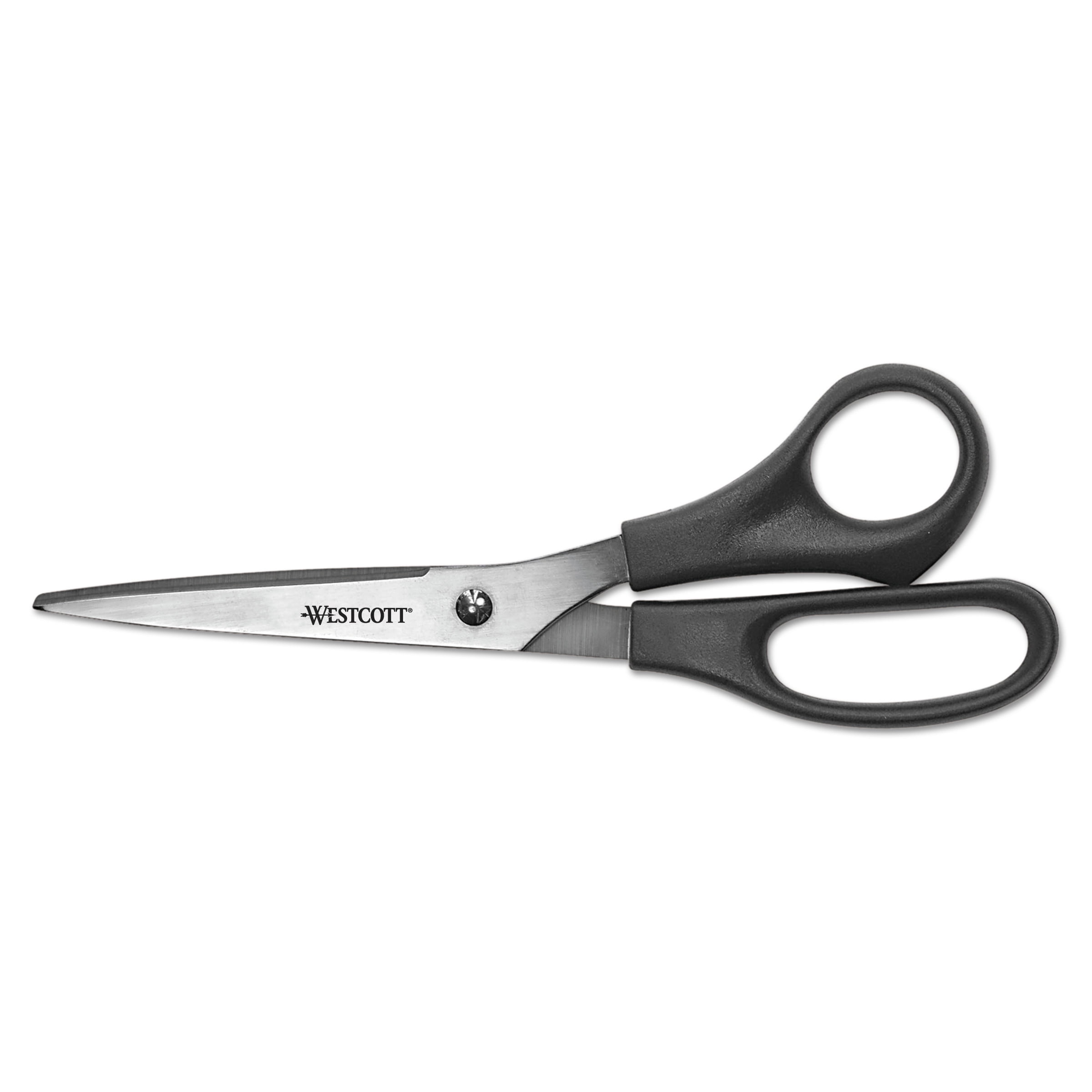 Westcott All Purpose Stainless Steel Scissors, 8' Straight, 3 1/2' Cut, Pointed, Black -ACM16907