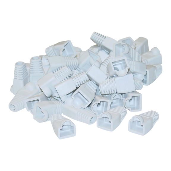 Cable Wholesale RJ45 Strain Relief Boots- White- 50 Pieces Per Bag
