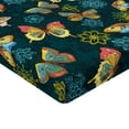 thumbnail image 2 of Ambesonne Flowers Fitted Sheet, Butterflies and Flowers, Queen Size, Yellow and Petrol Blue, 2 of 3