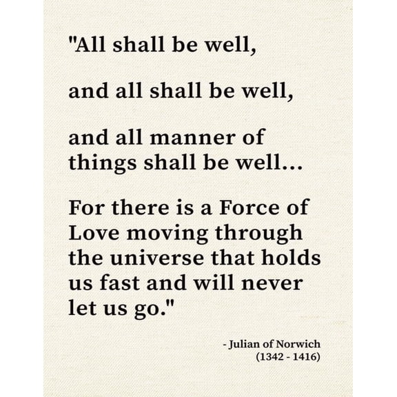 Inspirational Canvas Poster Decor Modern Farmhouse Decoration, Rustic Decoration, Julian of Norwich Saying - All Shall Be Well poster