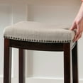 thumbnail image 5 of Linon Cessford 26" Backless Indoor Counter Stool, Dark Walnut and Beige Linen Fabric, Includes 1 Stool, 5 of 5