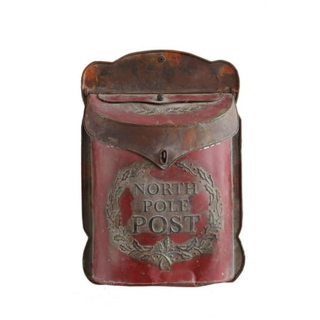 Red North Pole Post Tin Mail Box
