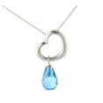 thumbnail image 2 of Galaxy Gold 14K Solid White Gold 18" Open Heart Pendant Necklace with a Genuine Blue Topaz Drop, 14"-24" Sizes, December Birthstone, Symbol of Calm, 2 of 6