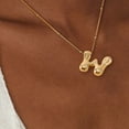 thumbnail image 6 of MOQIN Gold Bubble Letter Necklace for Women,A-Z Pendant Necklace for Women, Fashion Jewelry,14k Gold-Plated Brass,Dainty Alphabet Pendant Gold Plated Puffy Name Personalized Jewelry, 6 of 7