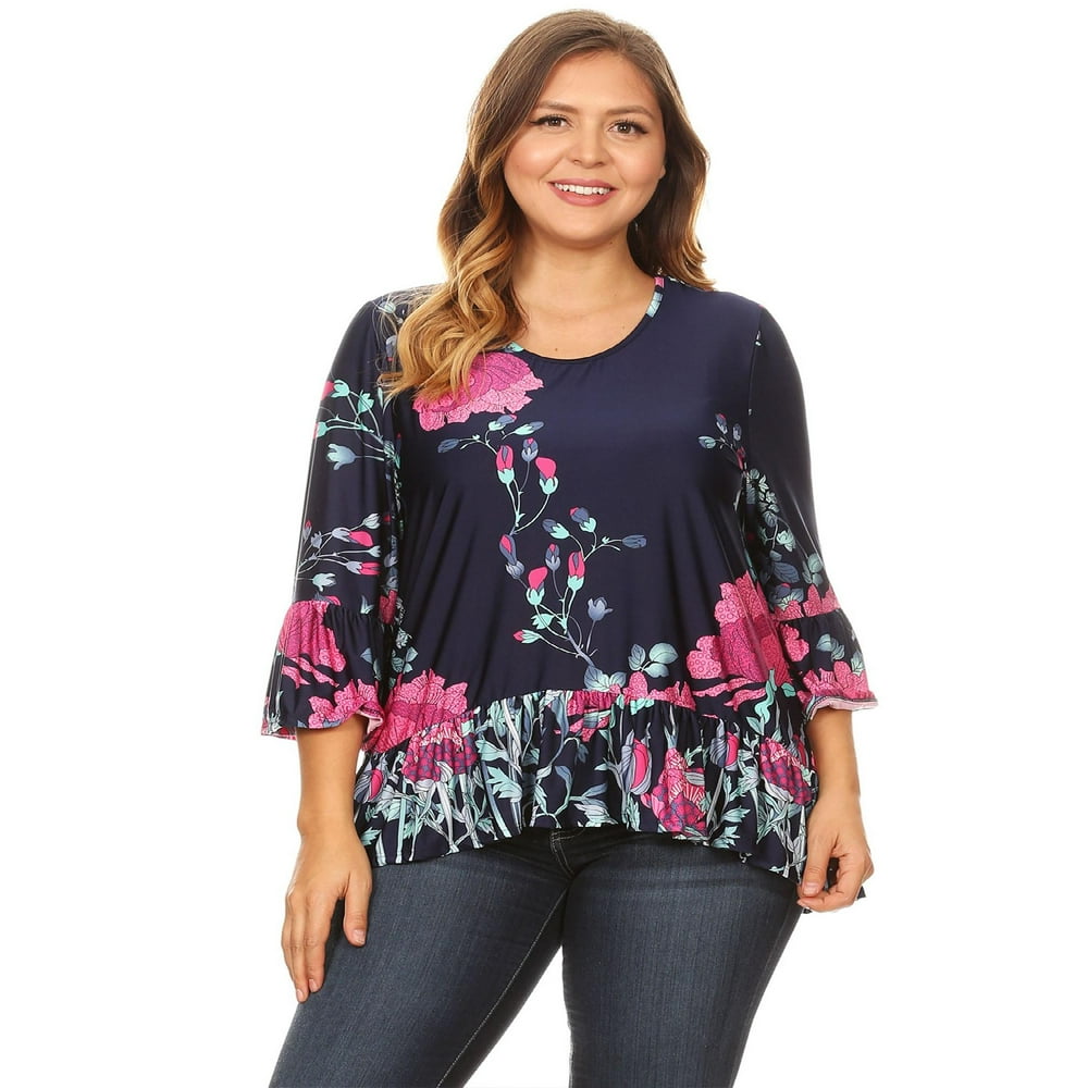 Moa Collection - MOA COLLECTION Women's Plus Size Pattern Print 3/4 ...