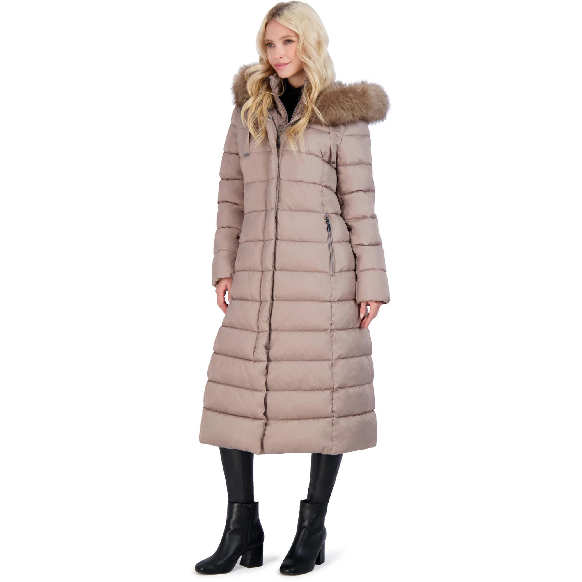 Tahari Nellie Long Coat for Women-Insulated Jacket with Removable Faux Fur  Trim - Walmart.com