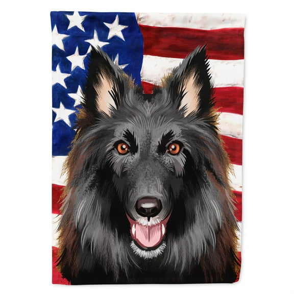 Belgian Groenendael American Flag Flag Canvas House Size