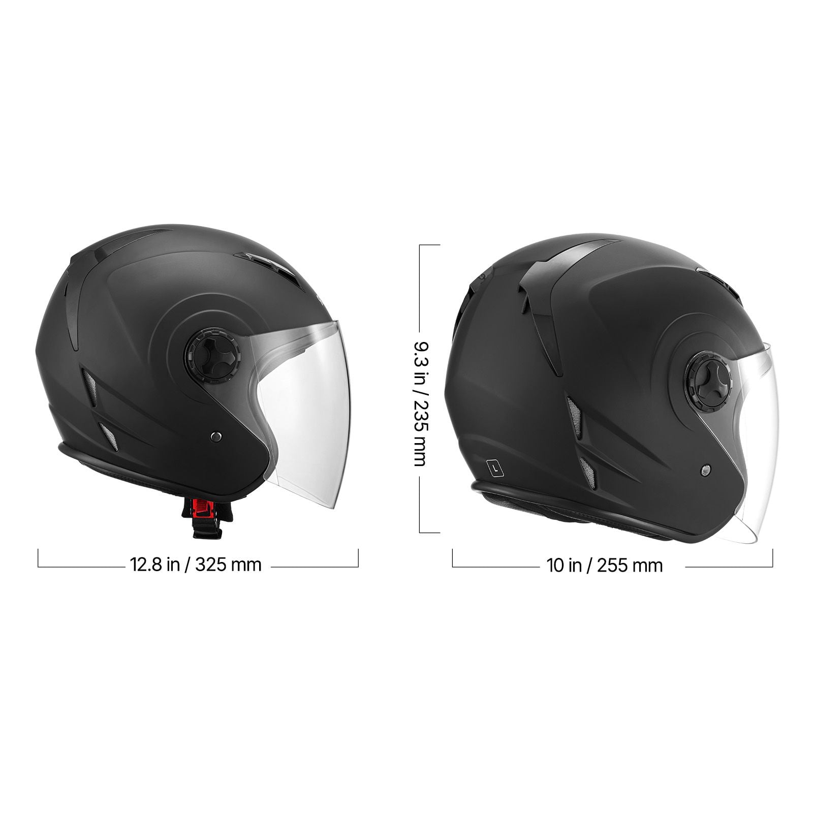 Open Face Motorcycle Helmet for Adults, DOT Certified Motocross&Street Bike Helmet with Clear Visor, Removable Liner for Men and Women, Matte Black Size M
