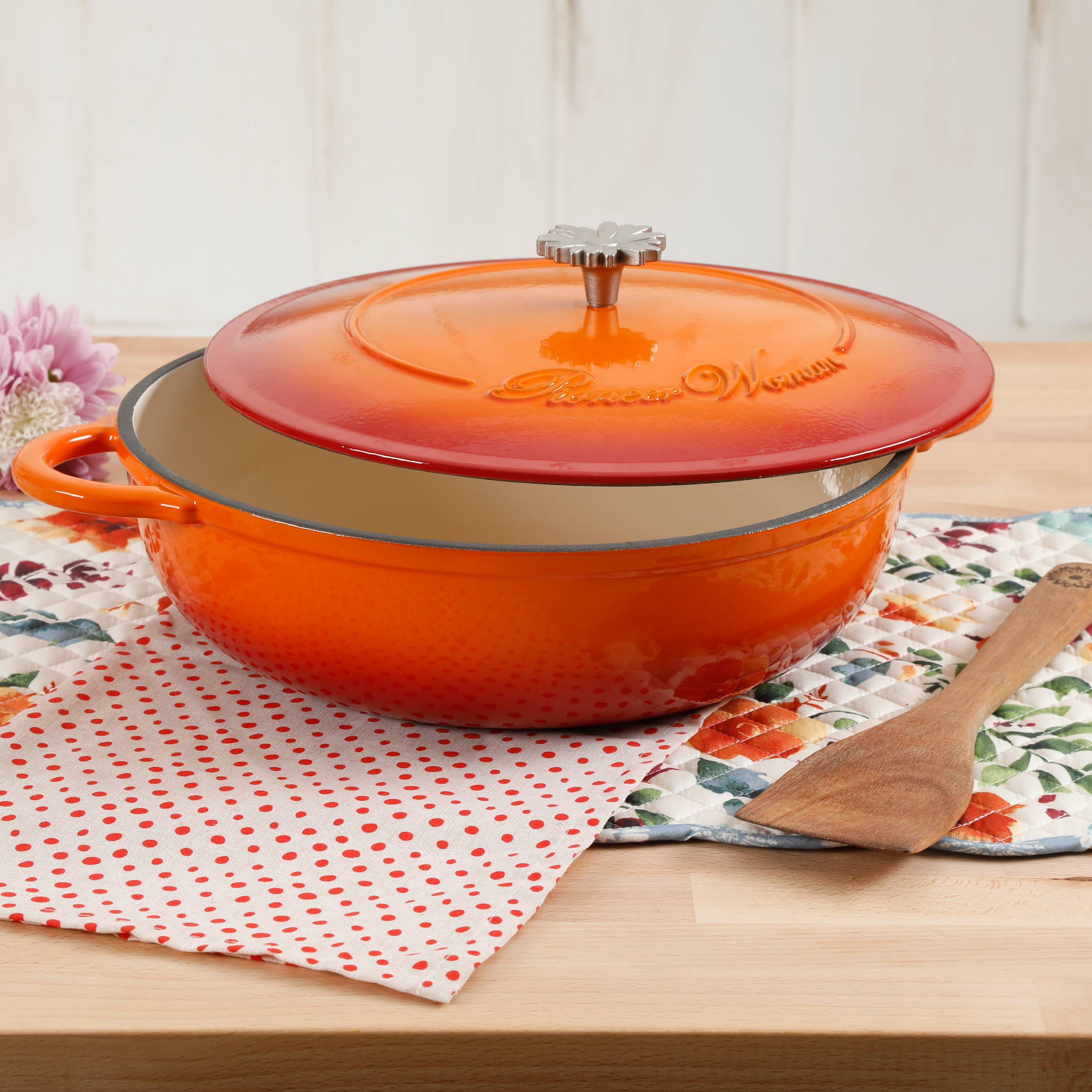 The Pioneer Woman Timeless Beauty Enamel Cast Iron 5-Quart Dutch Oven, Red  