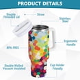 thumbnail image 2 of Yayeee 40oz Stainless Steel Tumbler with Straw and Handle Double-Wall Insulated Travel Water Bottle, Green Colorful Circles, 2 of 8