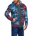 thumbnail image 2 of Honeii Red And Blue Leaves Print Hoodies for Men, Pullover & Full Zip, Breathable Zip up Hoodie, Sweatshirt-Medium, 2 of 5