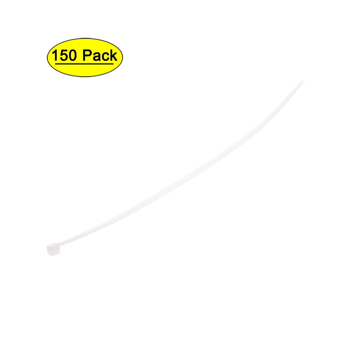 8 Inch x 0.08 Inch White Cable Zip Ties Self-Locking Nylon Tie Wraps 150 Pack