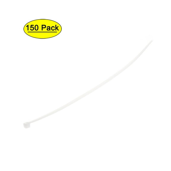 8 Inch x 0.08 Inch White Cable Zip Ties Self-Locking Nylon Tie Wraps 150 Pack