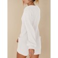 thumbnail image 4 of xiaxaixu Women’s Ribbed Knit Rompers Long Sleeve Solid Color Button Down Jumpsuit Shorts Loungewear, 4 of 9