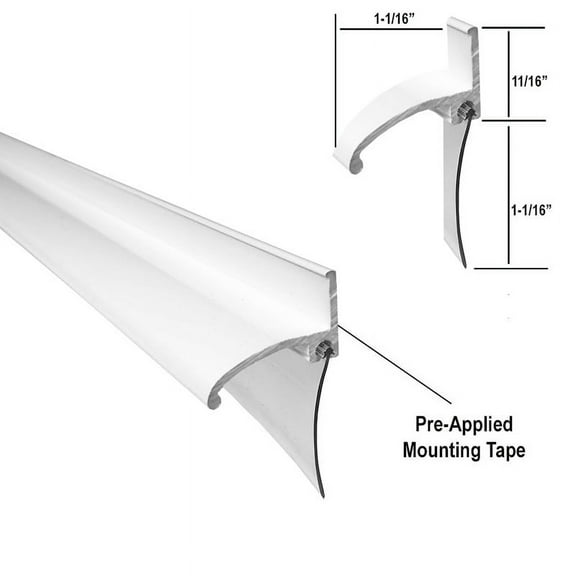 Gordon Glass Co. White Framed Shower Door Replacement Bottom Deflector With Vinyl Sweep And Pre-Applied Mounting Tape - 30" Long