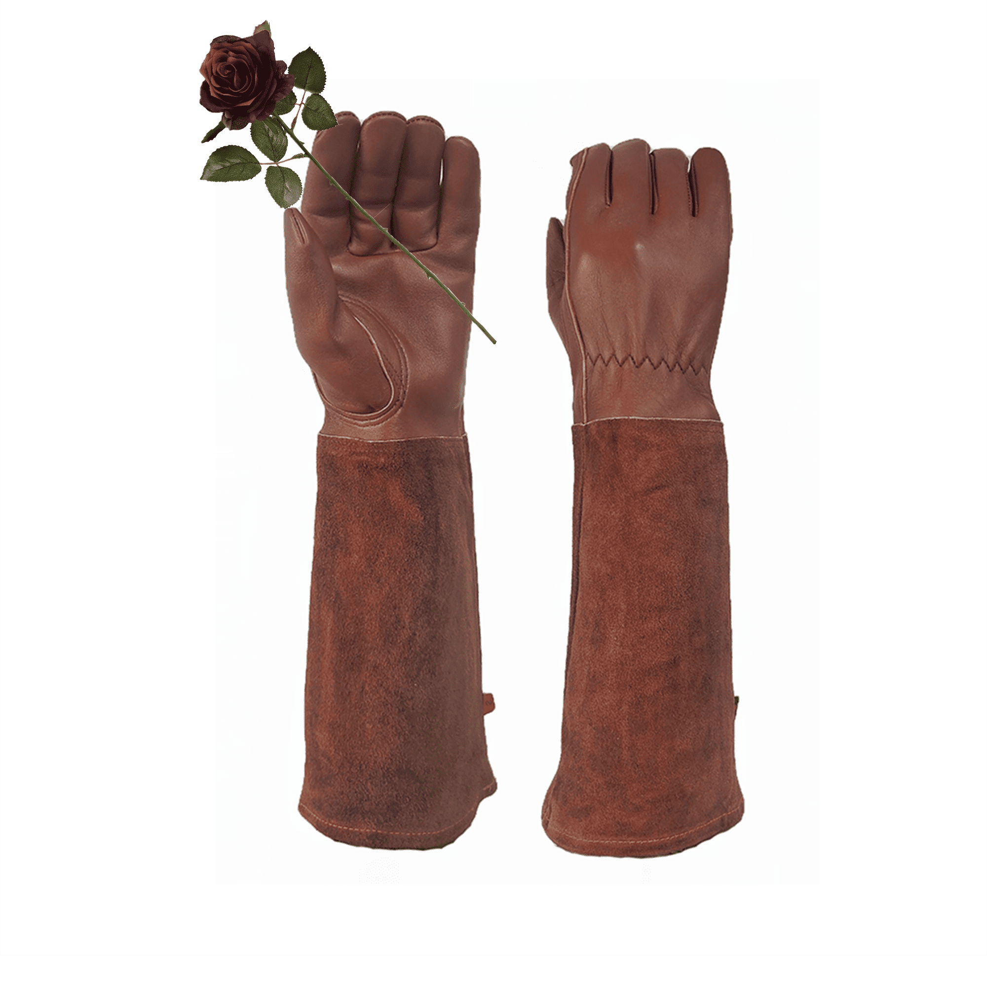 Wanyifa Long Gardening Gloves for Thorn Proof,Cowhide Leather Garden