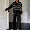 thumbnail image 2 of Jinhomg Women's Two Piece Thin Sweater Lounge Sets 2026 Fall Winter Oversized Knit Pullover with Wide Leg Pants Casual Comfy Knitted Outfits Black Free Size, 2 of 7