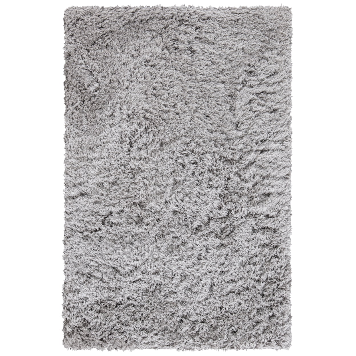SAFAVIEH Ocean Braxton Solid Polyester Shag Area Rug, Silver, 3' x 5'