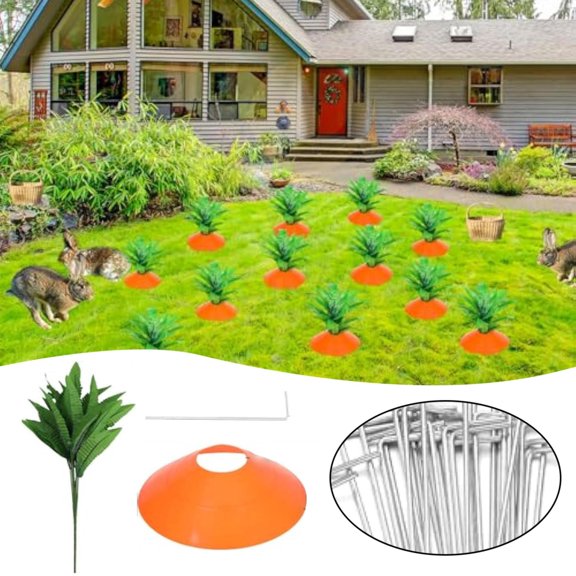 Clearance Party Toppers under $10,6 Pack Easter Carrot Garden Stake Carrot Decorative Outdoor Plastic Rustic Yard Sign Easter Outdoor Decor For Easter Home Patio Ornaments Spring (Green)