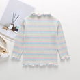 thumbnail image 6 of mgoYE Toddler Baby Girls Long Sleeve Striped T Shirt Casual Lettuce Trim Ribbed Knit Pullover Blouse Top(Green,5-6 Years), 6 of 7