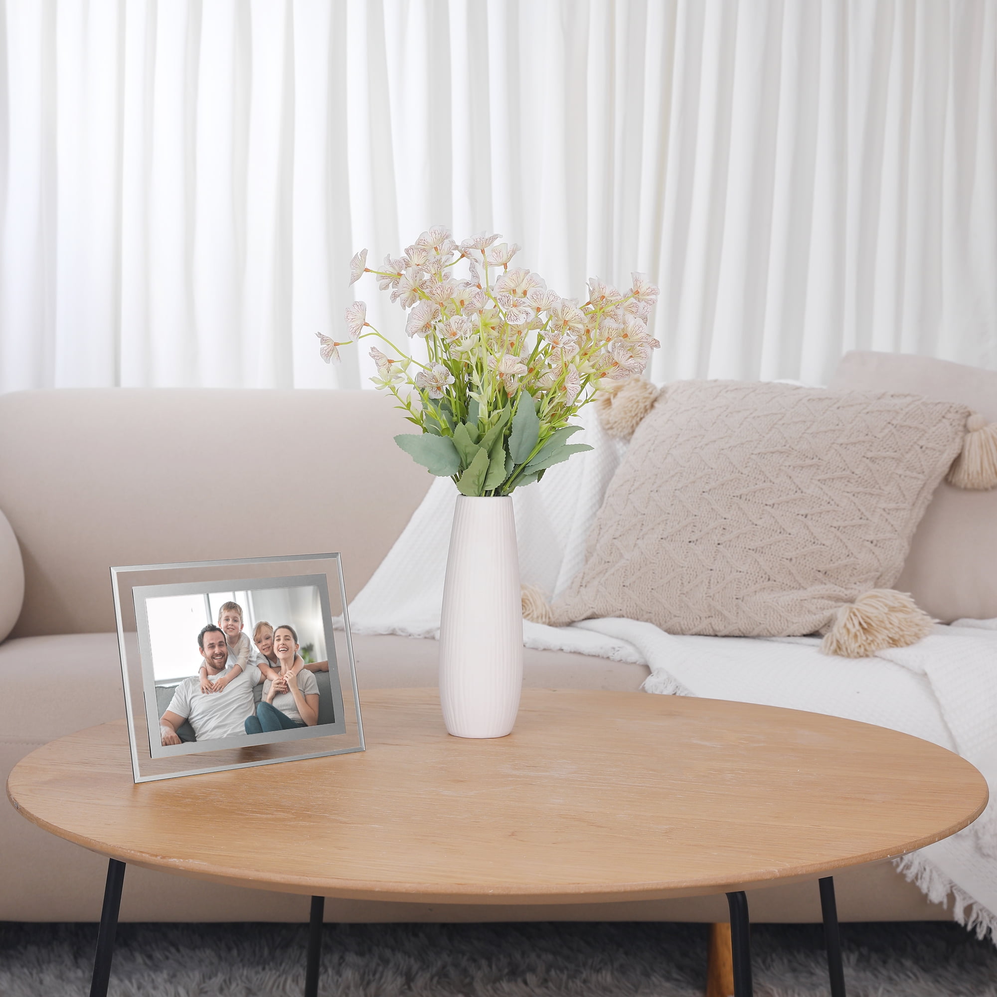 Unique Bargains Glass Picture Frame for Tabletop Display for Classy Home Decor Silver -3Pcs 5x7