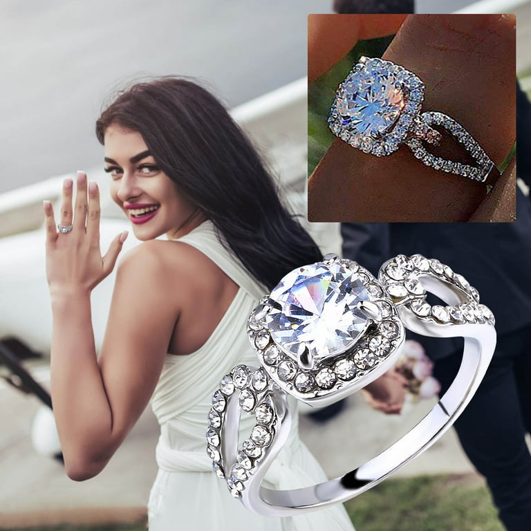 Wmkox8yii Ladies Fashion Diamond Ring Jewelry Creative Ring Jewelry, Women's, Size: Free size, Silver