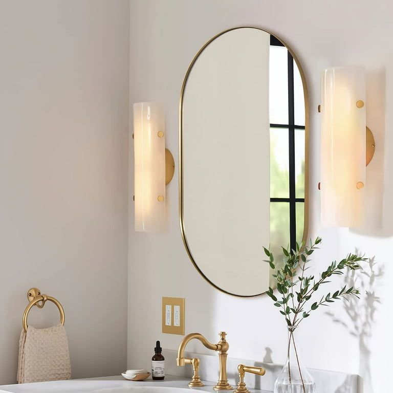 ANDY STAR Brass Oval Mirror, 24x40 Inch Bathroom Mirror Gold