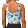 thumbnail image 3 of Haiem Turtle Pattern Womens Sports Bra - U Neck Padded Low Impact Yoga Bra Workout Crop Top Gym Moisture-Wicking Workout Vest -, 3 of 9