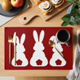 thumbnail image 2 of Easter Bunny Placemats Set of 12, Cute Rabbit Family Vintage Red Abstract Placemats for Dining Table, Place Mats for Kitchen Tabletop, Waterproof Wipeable Dining Table Mats Set, 2 of 9