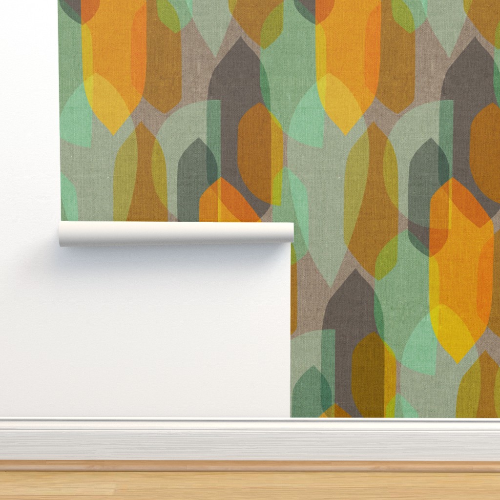 Peel & Stick Wallpaper Swatch Mid Century Colour Mint Gold Modern 1950S Abstract Retro Look
