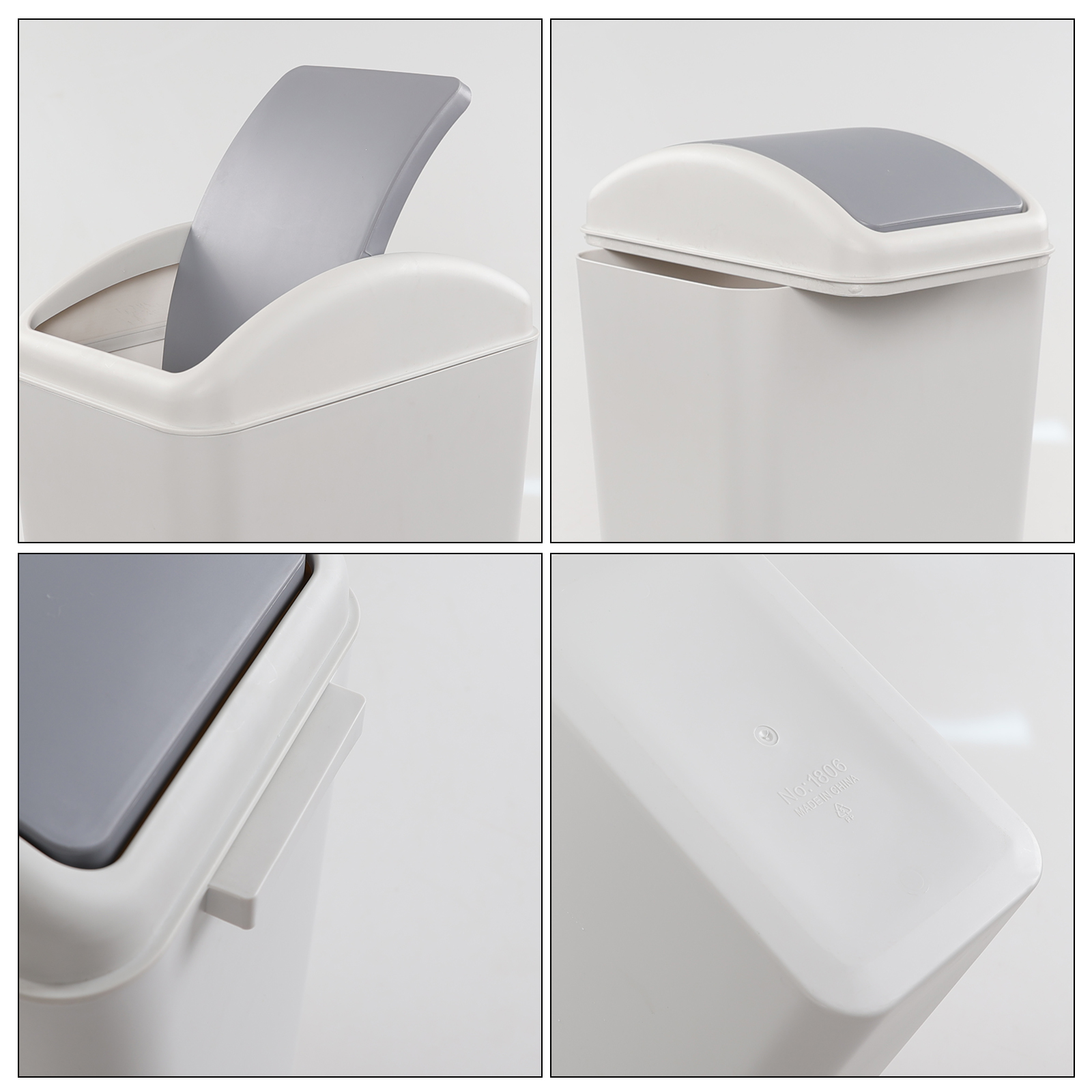 Cand 4 Gallon/ 16L Swing-Top Trash Can, 3-Pack Plastic Garbage Can with Lid, Grey