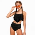 thumbnail image 6 of mgoYE Swimsuit Girls 10-12 Girls Swimsuit Two Piece Bathing Suit Ruffle Adjustable Straps Bikini Sets Cross Back Girls' Swimwear(Black,3-4 Years), 6 of 8