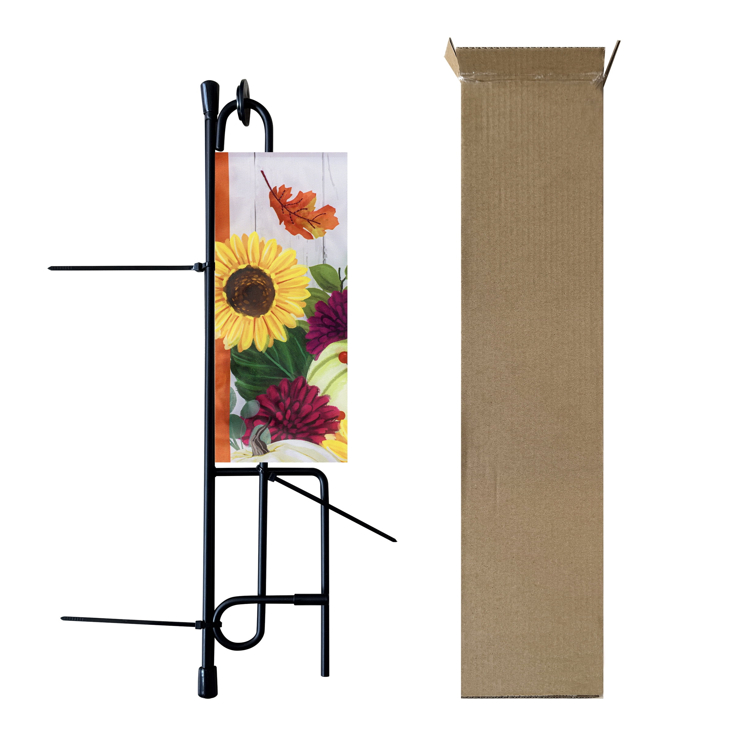 Meadow Creek Harvest 11.5" x 18" Welcome Pumpkin Outdoor Yard Flag with Stand