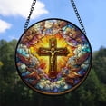 thumbnail image 2 of Minimalist Christmas Gift - Easter Cross Stained Glass Hanging Ornament - Reindeer & Bells Christmas Tree Decor, Holiday Gift for Mom, Dad, Friends, Family, 2 of 3