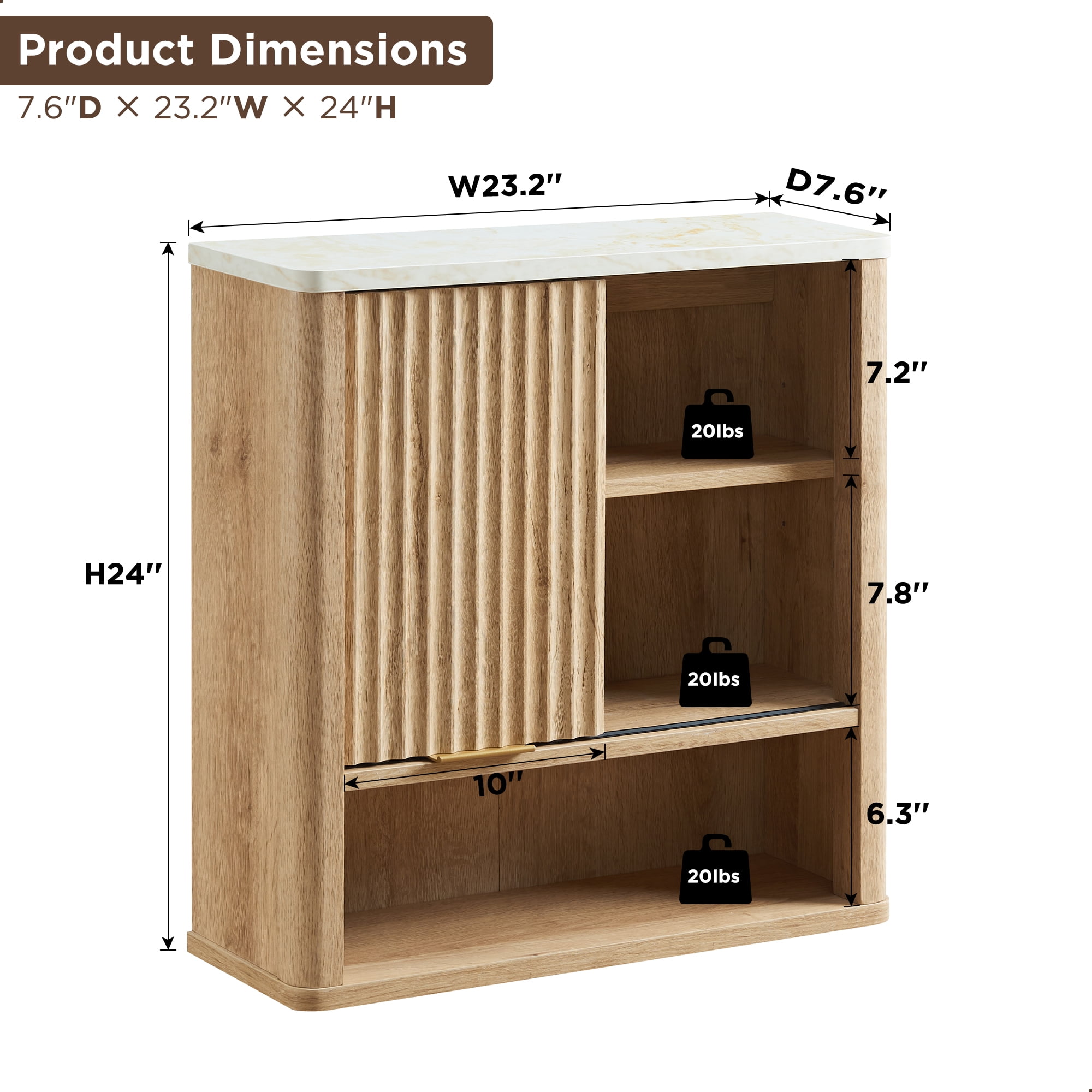 OKD Bathroom Storage Cabinet, Modern Medicine Cabinet with Adjustable Shelf for Kitchen & Living Room, Natural Oak
