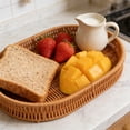 thumbnail image 4 of Woven Plastic Storage Basket for Fruit Vegetables Bread Snacks, Imitation Rattan Tray Organizer for Kitchen Countertop or Pantry, 4 of 6