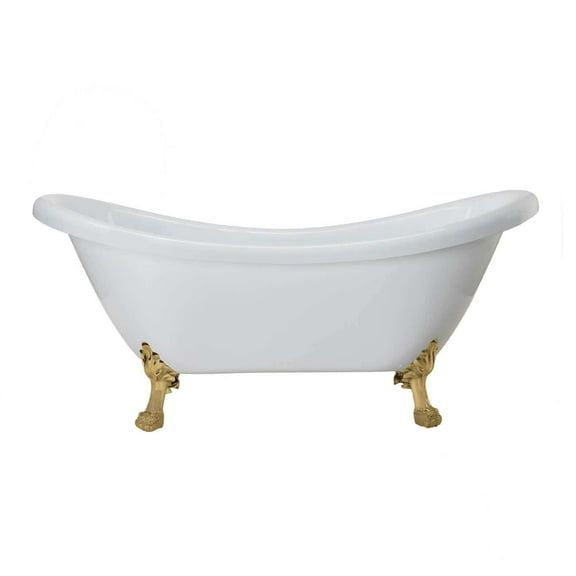 Florence Acrylic Double Slipper Clawfoot Tub - No Faucet Drillings - Lion Paw Feet