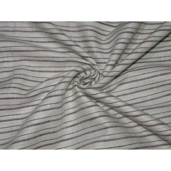 100% Linen Ivory with Multi Color stripe 60's Lea Fabric 58" wide [10793]