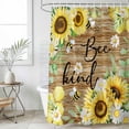 thumbnail image 4 of Shower Curtain Sunflower Bee Kind Bathroom Curtains with Hooks, Waterproof Fabric Watercolor Floral Green Leaves Brown Wood Bath Shower Curtains Set for Bathroom Bathtubs Decor 36x72 Inch, 4 of 9