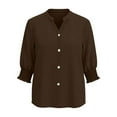 thumbnail image 5 of Tops for Women 3/4 Quarter Sleeve Button Up Cardigan Jacket V-neck Top Brown L, 5 of 6