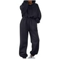 thumbnail image 1 of Conjunto de chándal de mujer otoño-invierno 2025: sudadera con capucha de manga larga y pantalones holgados, mezcla de algodón, ropa informal/deportiva, tallas S-XL., 1 of 7