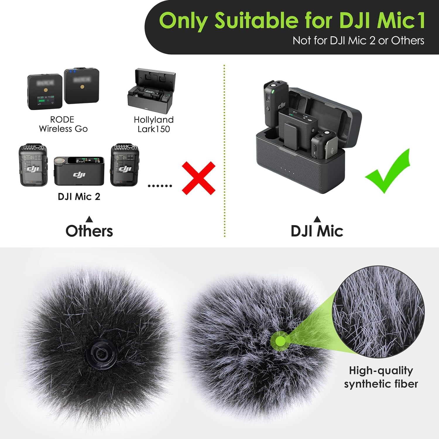 Lot De 4 Déflecteurs De Vent Pour Micro DJI Mini – Fourrure Synthétique – Anti-pop Et Anti-bruit – Compatible Microphone Sans Fil DJI - 8