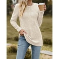 thumbnail image 4 of Women Top Tunic Sweater 2XL Pullover Ribbed Knit Comfort Lady Long Sleeve Autumn Daily Loungewear Relaxed Fit Stripe Cogild, 4 of 5